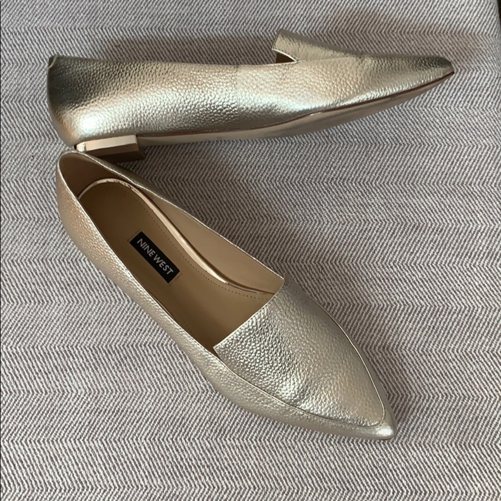 Nine West Metallic Gold Loafers Flats Shoes
